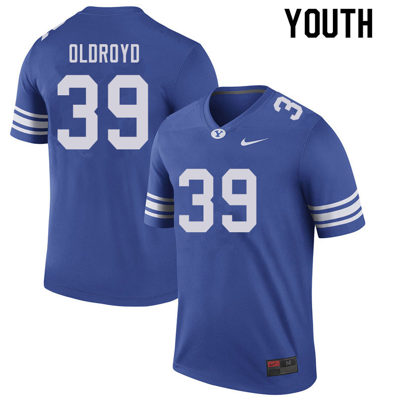 Youth #39 Jake Oldroyd BYU Cougars College Football Jerseys Sale-Royal